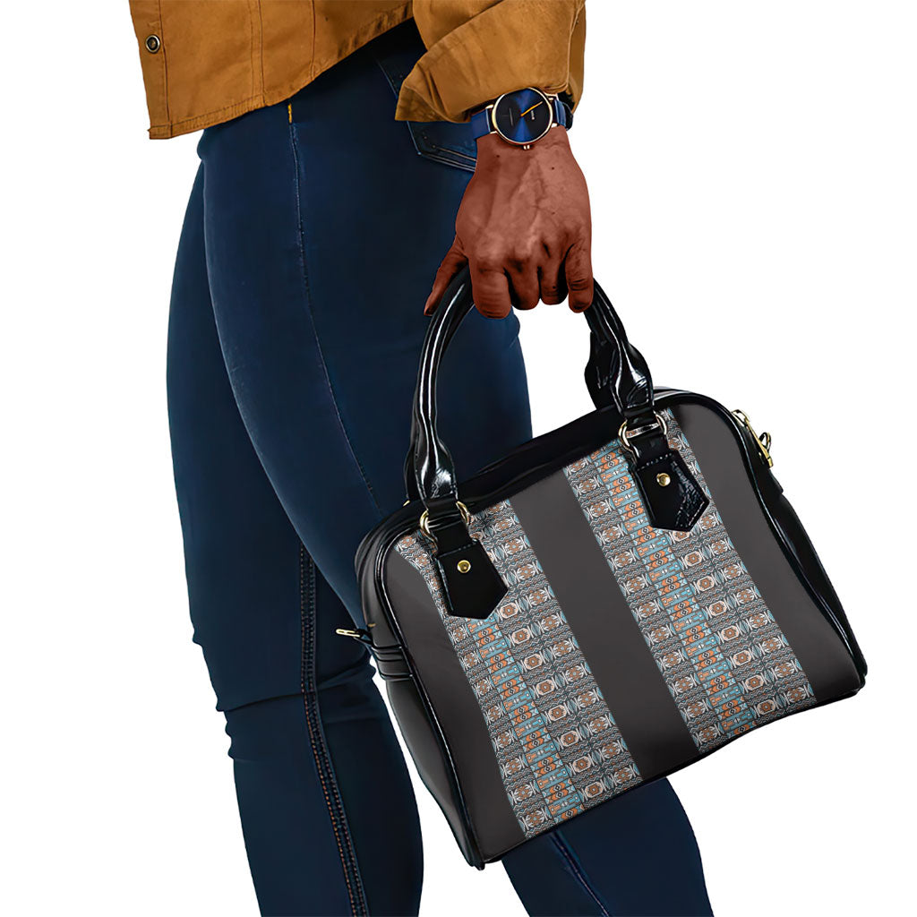 African Ndebele Traditional Attire Shoulder Handbag Black Ndebele Stripe