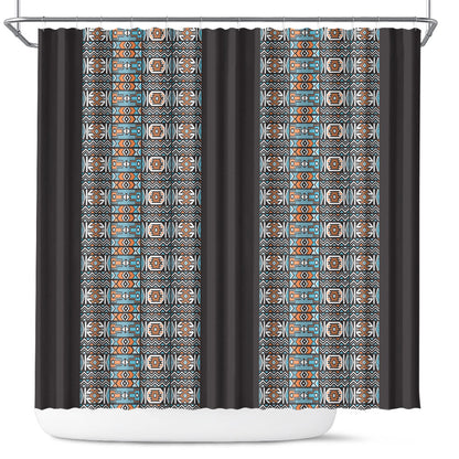 African Ndebele Traditional Attire Shower Curtain Black Ndebele Stripe