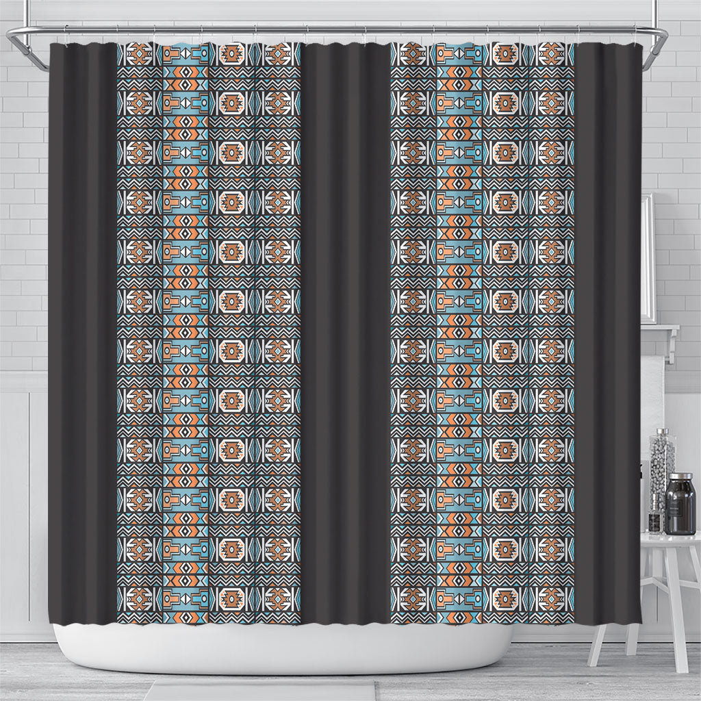 African Ndebele Traditional Attire Shower Curtain Black Ndebele Stripe