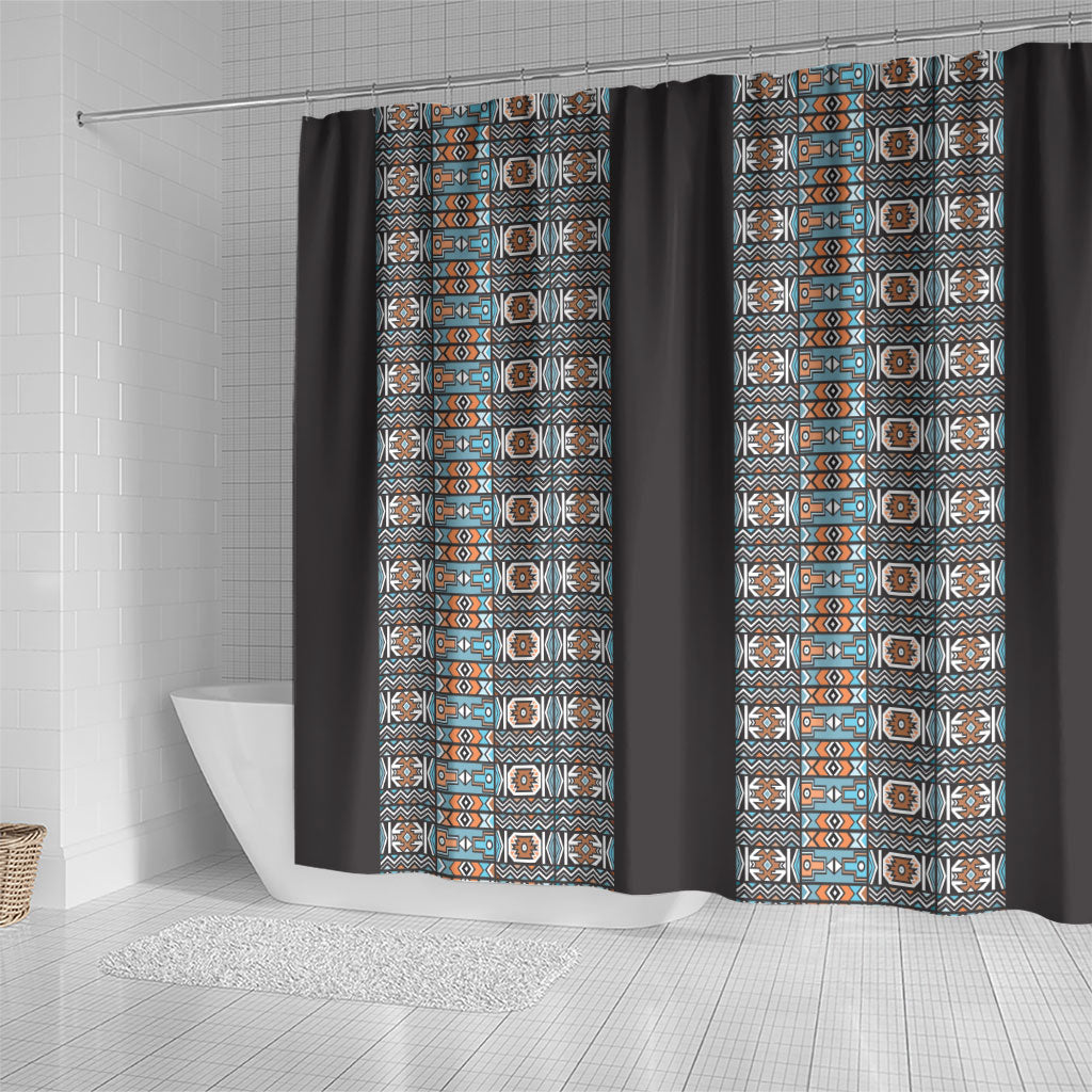 African Ndebele Traditional Attire Shower Curtain Black Ndebele Stripe