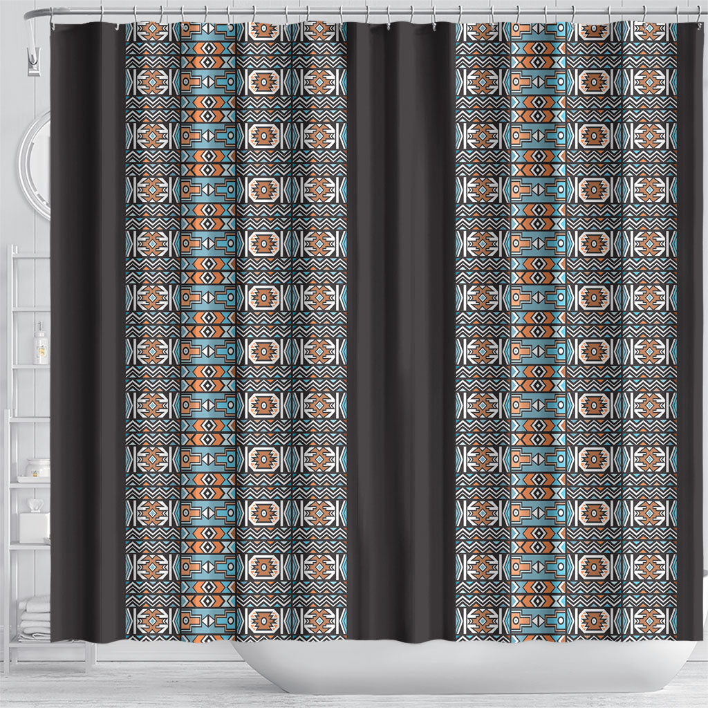 African Ndebele Traditional Attire Shower Curtain Black Ndebele Stripe