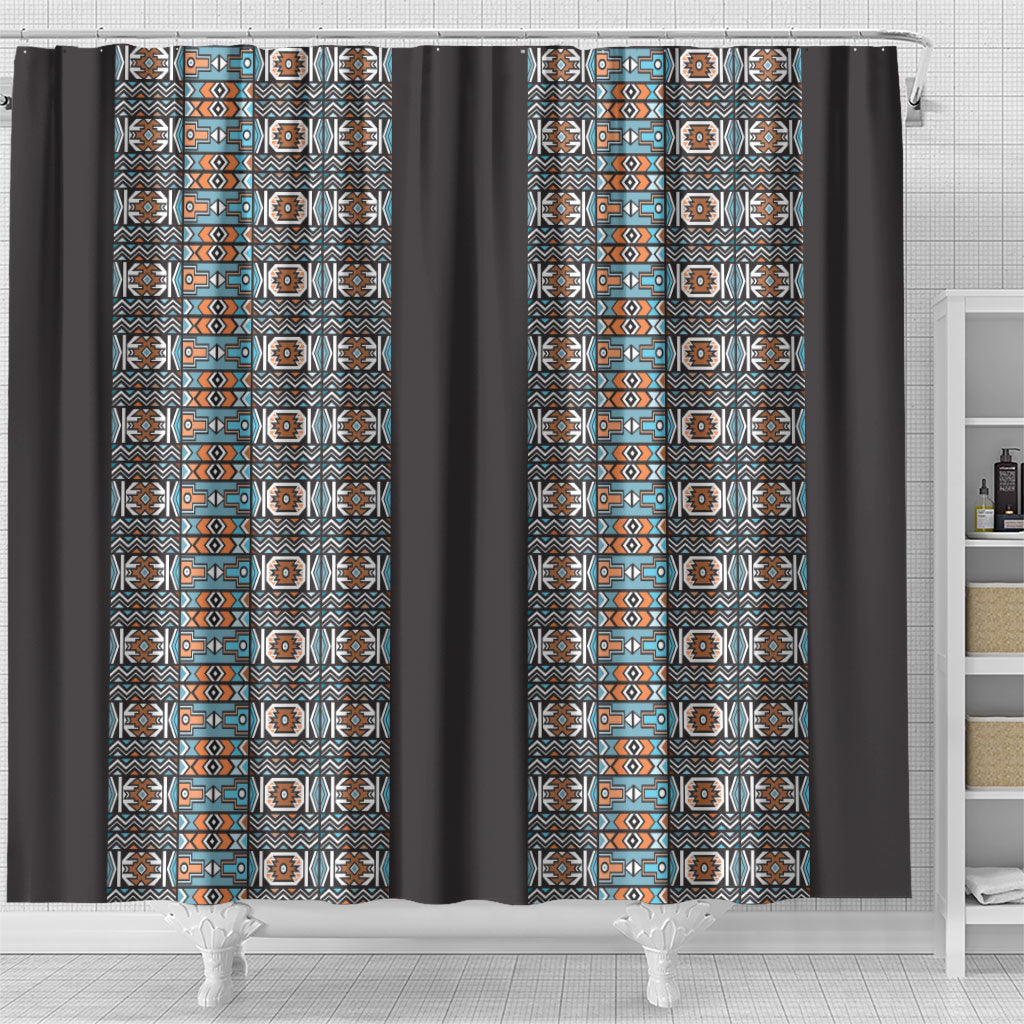 African Ndebele Traditional Attire Shower Curtain Black Ndebele Stripe