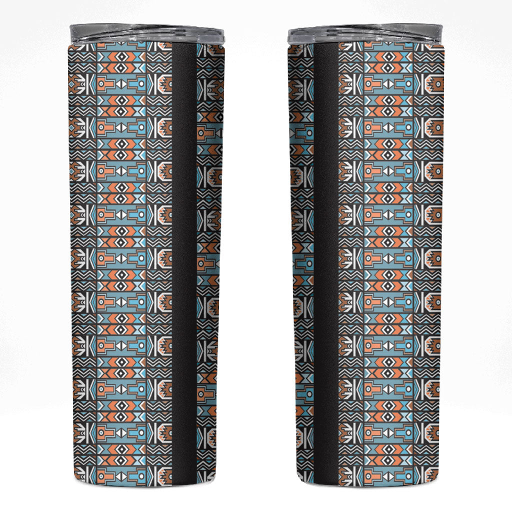 African Ndebele Traditional Attire Skinny Tumbler Black Ndebele Stripe