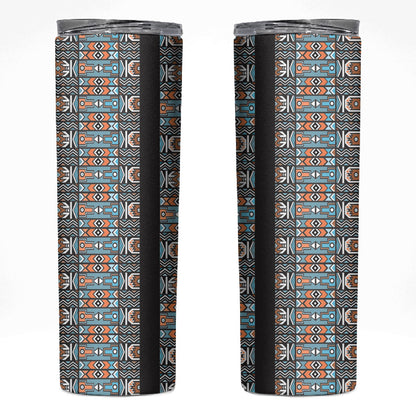 African Ndebele Traditional Attire Skinny Tumbler Black Ndebele Stripe
