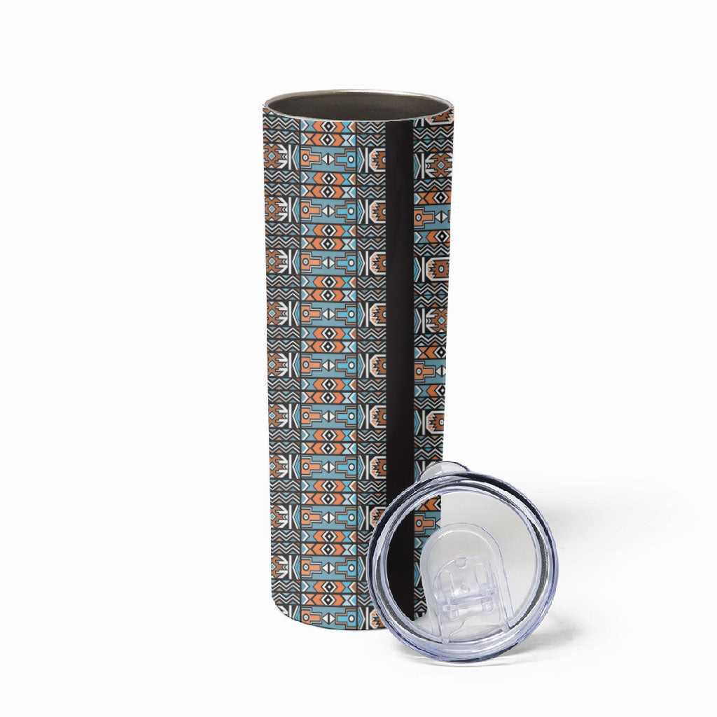 African Ndebele Traditional Attire Skinny Tumbler Black Ndebele Stripe