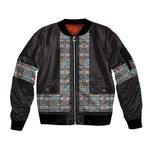African Ndebele Traditional Attire Sleeve Zip Bomber Jacket Black Ndebele Stripe