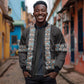 African Ndebele Traditional Attire Sleeve Zip Bomber Jacket Black Ndebele Stripe