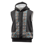 African Ndebele Traditional Attire Sleeveless Hoodie Black Ndebele Stripe
