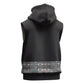 African Ndebele Traditional Attire Sleeveless Zip Hoodie Black Ndebele Stripe