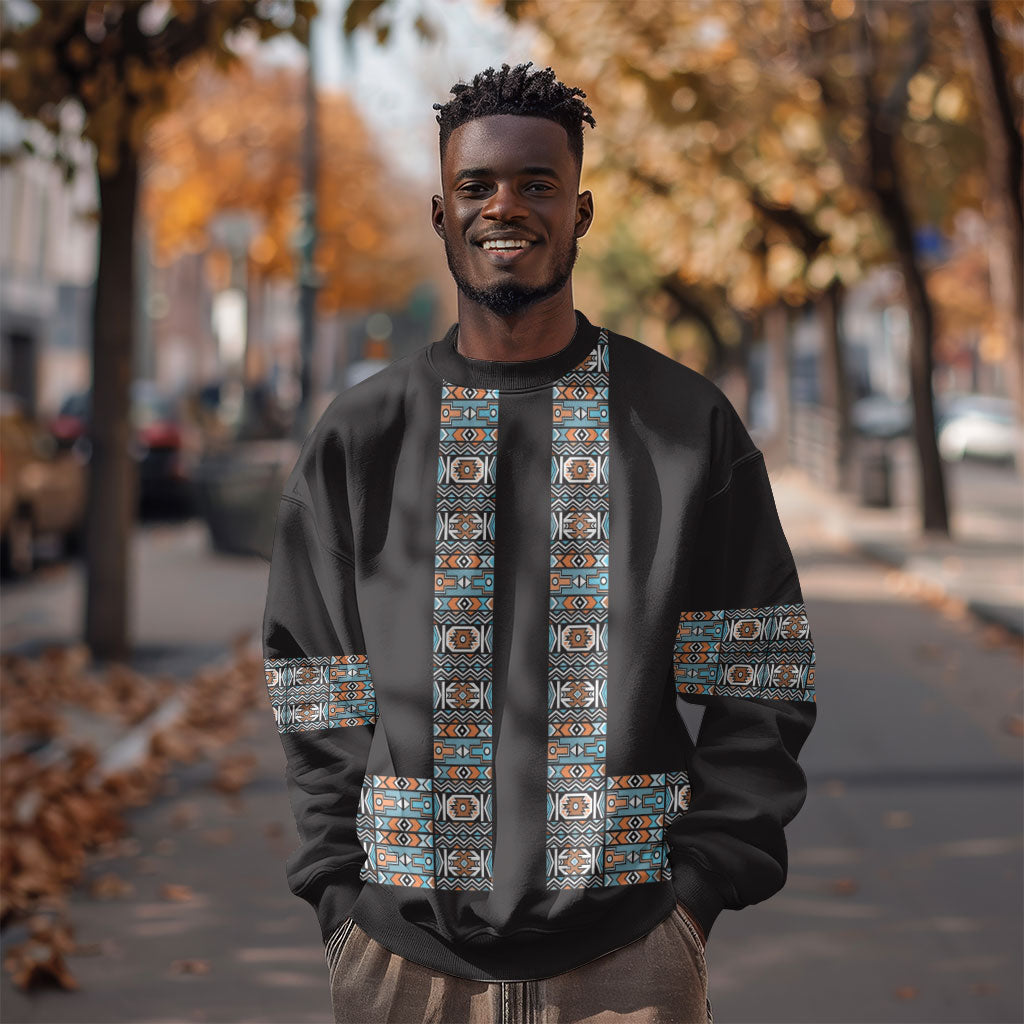 African Ndebele Traditional Attire Sweatshirt Black Ndebele Stripe