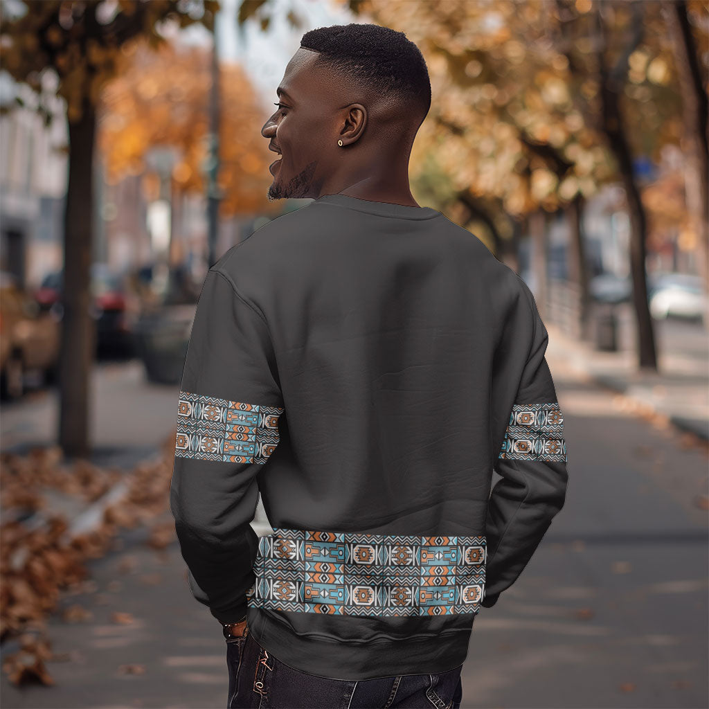 African Ndebele Traditional Attire Sweatshirt Black Ndebele Stripe