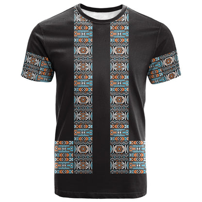 African Ndebele Traditional Attire T shirt Black Ndebele Stripe