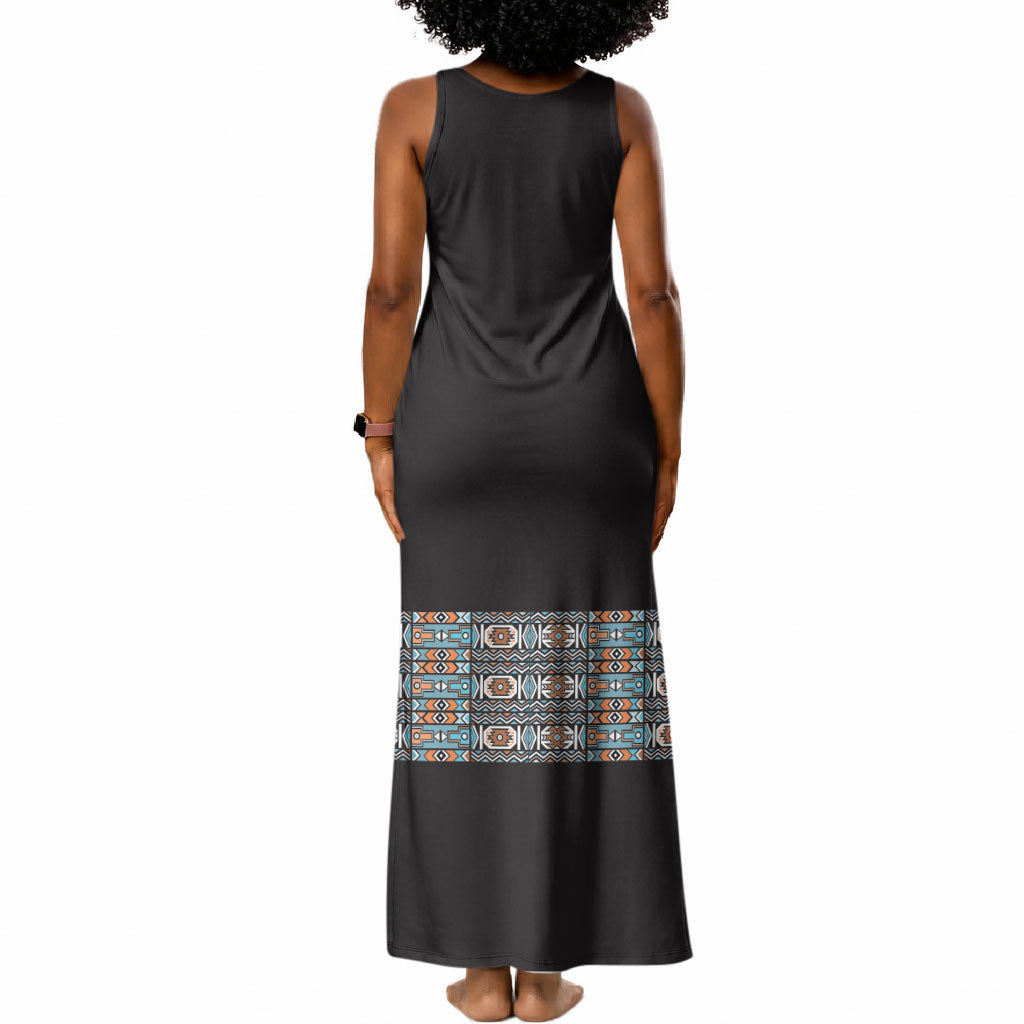 African Ndebele Traditional Attire Tank Maxi Dress Black Ndebele Stripe