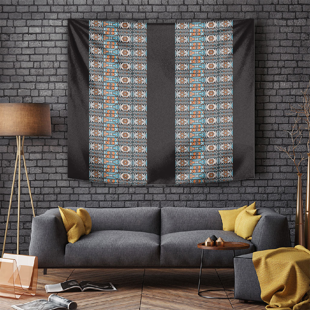 African Ndebele Traditional Attire Tapestry Black Ndebele Stripe