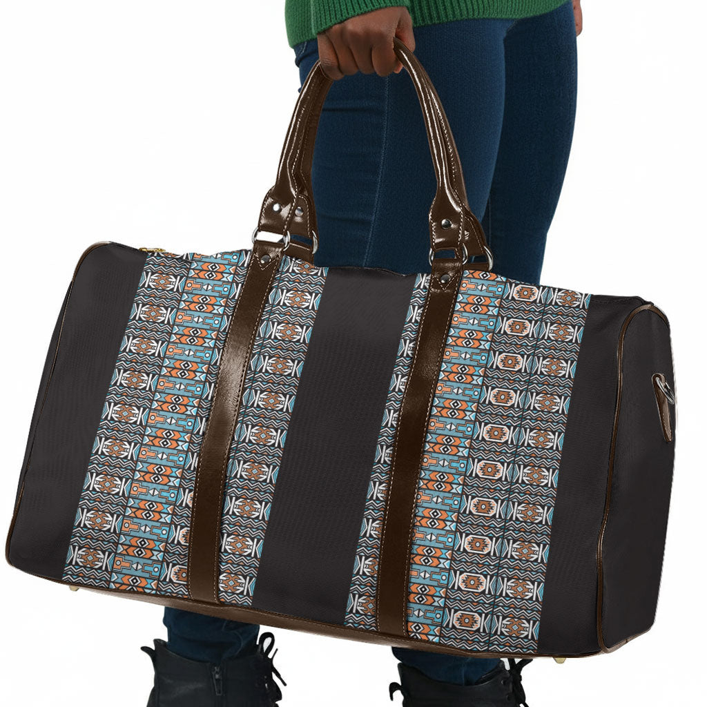 African Ndebele Traditional Attire Travel Bag Black Ndebele Stripe