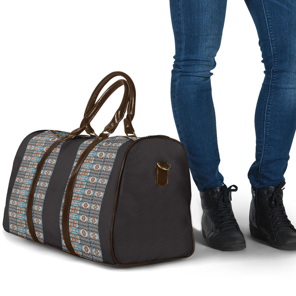 African Ndebele Traditional Attire Travel Bag Black Ndebele Stripe