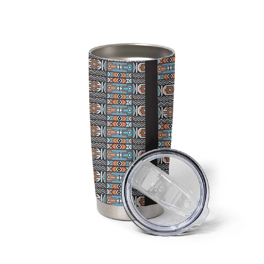 African Ndebele Traditional Attire Tumbler Cup Black Ndebele Stripe