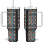African Ndebele Traditional Attire Tumbler With Handle Black Ndebele Stripe