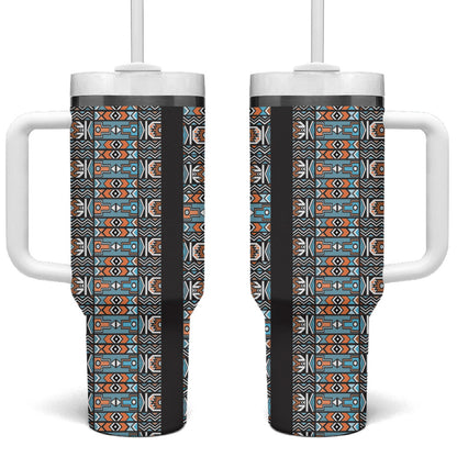 African Ndebele Traditional Attire Tumbler With Handle Black Ndebele Stripe