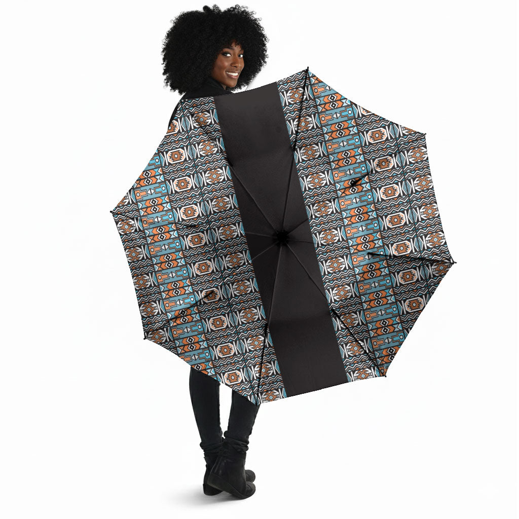 African Ndebele Traditional Attire Umbrella Black Ndebele Stripe
