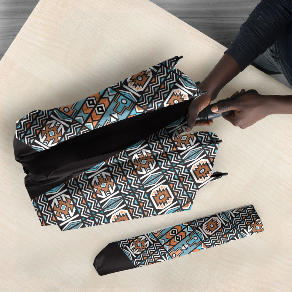 African Ndebele Traditional Attire Umbrella Black Ndebele Stripe