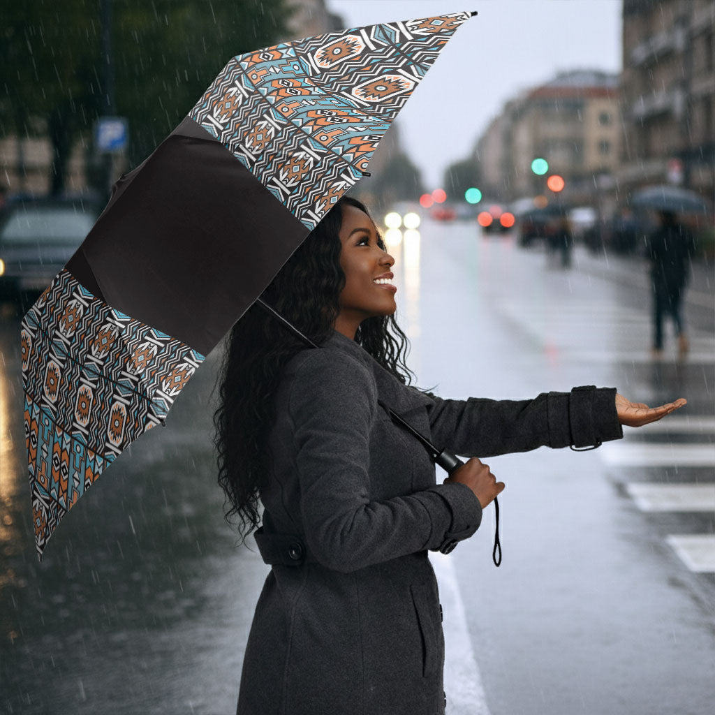 African Ndebele Traditional Attire Umbrella Black Ndebele Stripe