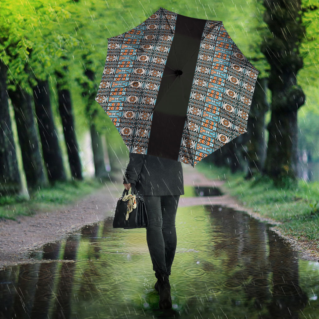 African Ndebele Traditional Attire Umbrella Black Ndebele Stripe
