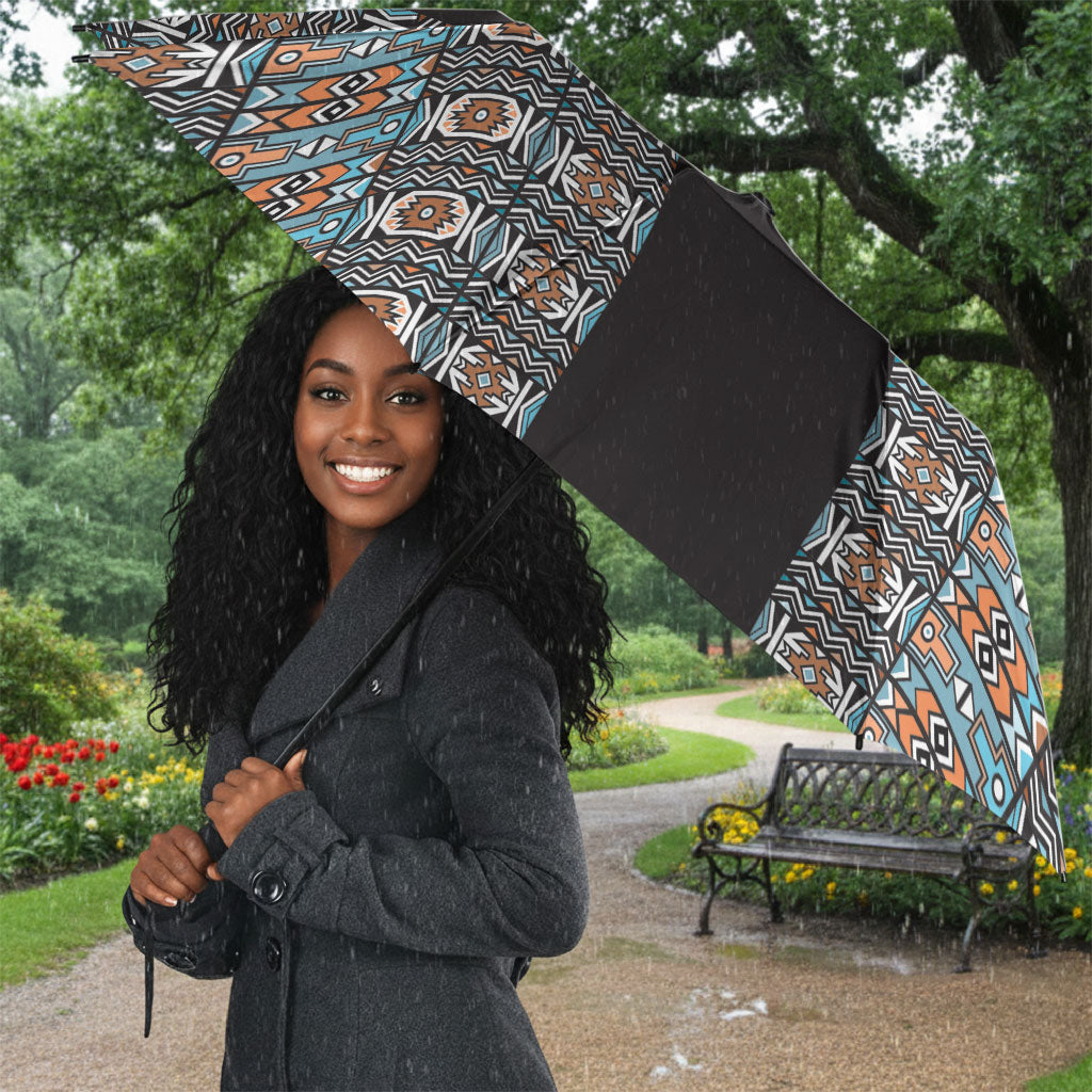 African Ndebele Traditional Attire Umbrella Black Ndebele Stripe