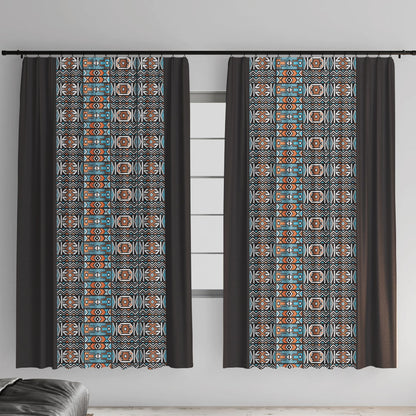 African Ndebele Traditional Attire Window Curtain Black Ndebele Stripe