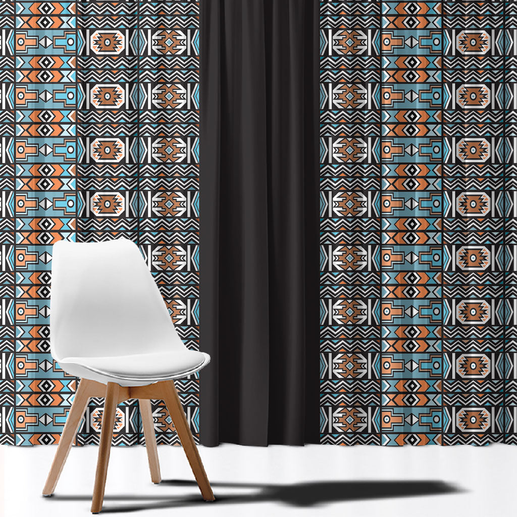 African Ndebele Traditional Attire Window Curtain Black Ndebele Stripe