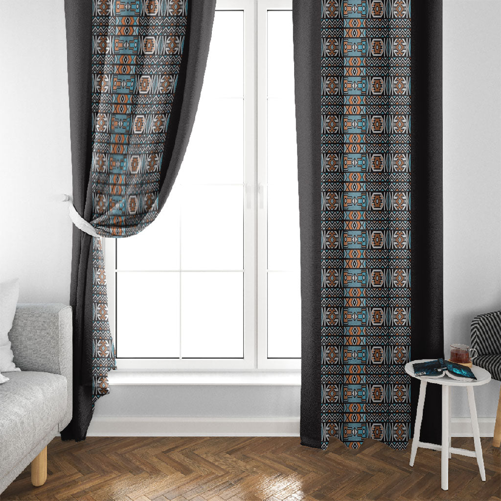 African Ndebele Traditional Attire Window Curtain Black Ndebele Stripe