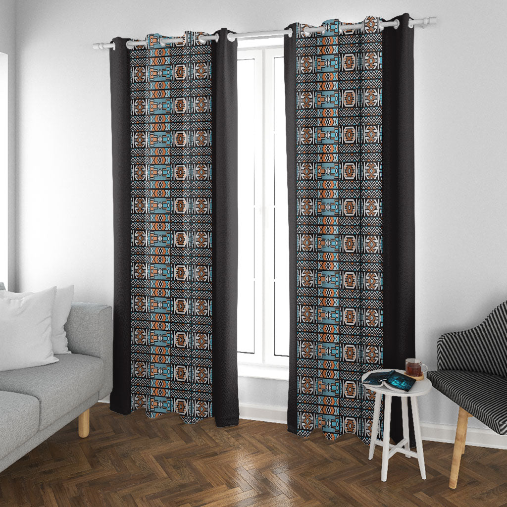 African Ndebele Traditional Attire Window Curtain Black Ndebele Stripe
