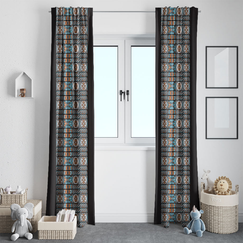 African Ndebele Traditional Attire Window Curtain Black Ndebele Stripe