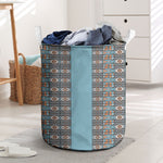 African Ndebele Traditional Attire Laundry Basket Blue Ndebele Stripe