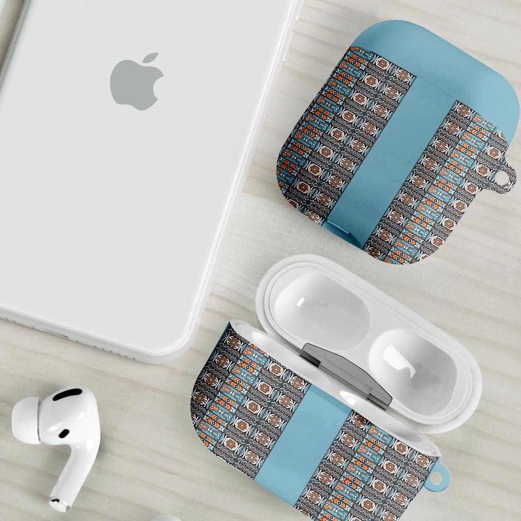 African Ndebele Traditional Attire AirPods Case Blue Ndebele Stripe