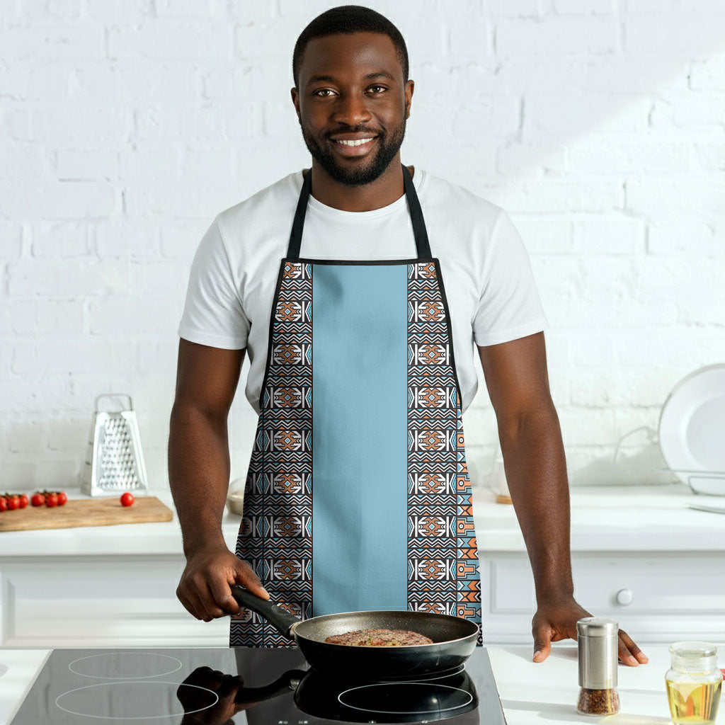 African Ndebele Traditional Attire Apron Blue Ndebele Stripe
