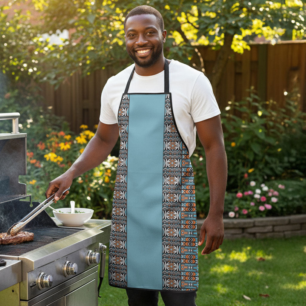 African Ndebele Traditional Attire Apron Blue Ndebele Stripe