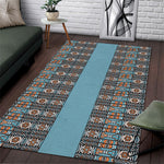African Ndebele Traditional Attire Area Rug Blue Ndebele Stripe