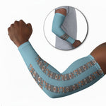 African Ndebele Traditional Attire Arm Sleeves Blue Ndebele Stripe