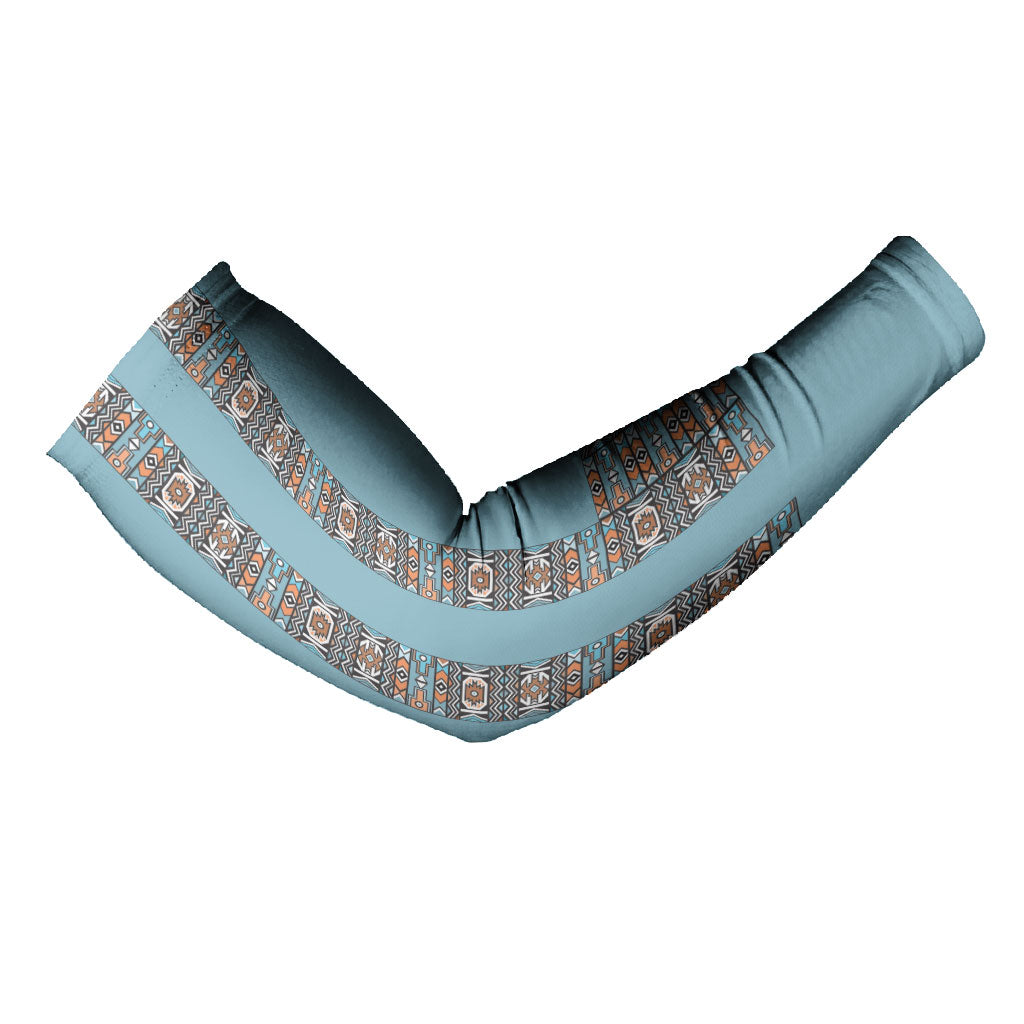 African Ndebele Traditional Attire Arm Sleeves Blue Ndebele Stripe