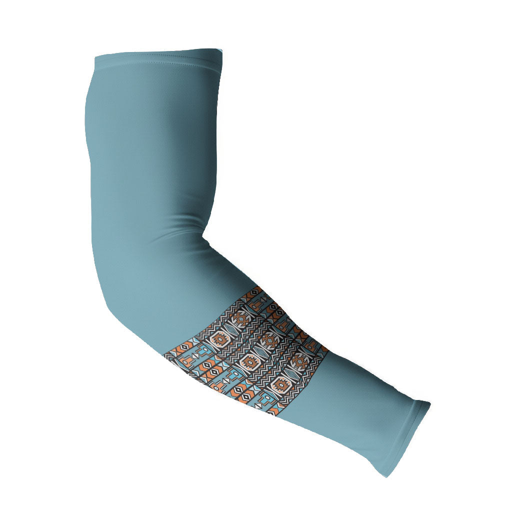 African Ndebele Traditional Attire Arm Sleeves Blue Ndebele Stripe