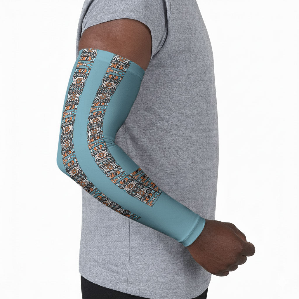African Ndebele Traditional Attire Arm Sleeves Blue Ndebele Stripe