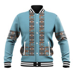 African Ndebele Traditional Attire Baseball Jacket Blue Ndebele Stripe