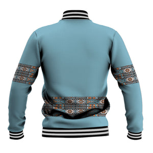 African Ndebele Traditional Attire Baseball Jacket Blue Ndebele Stripe