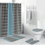 African Ndebele Traditional Attire Bathroom Set Blue Ndebele Stripe