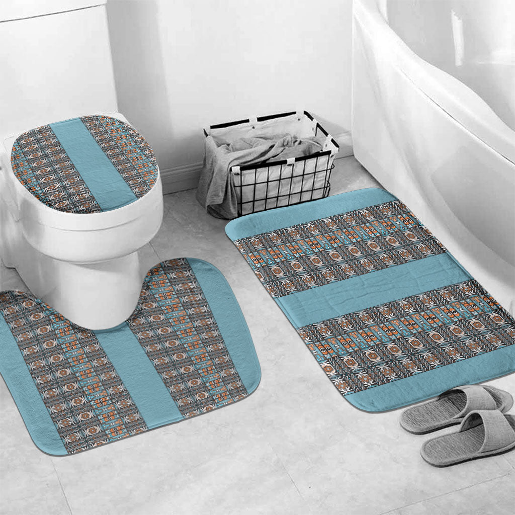 African Ndebele Traditional Attire Bathroom Set Blue Ndebele Stripe
