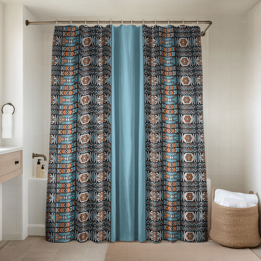 African Ndebele Traditional Attire Bathroom Set Blue Ndebele Stripe