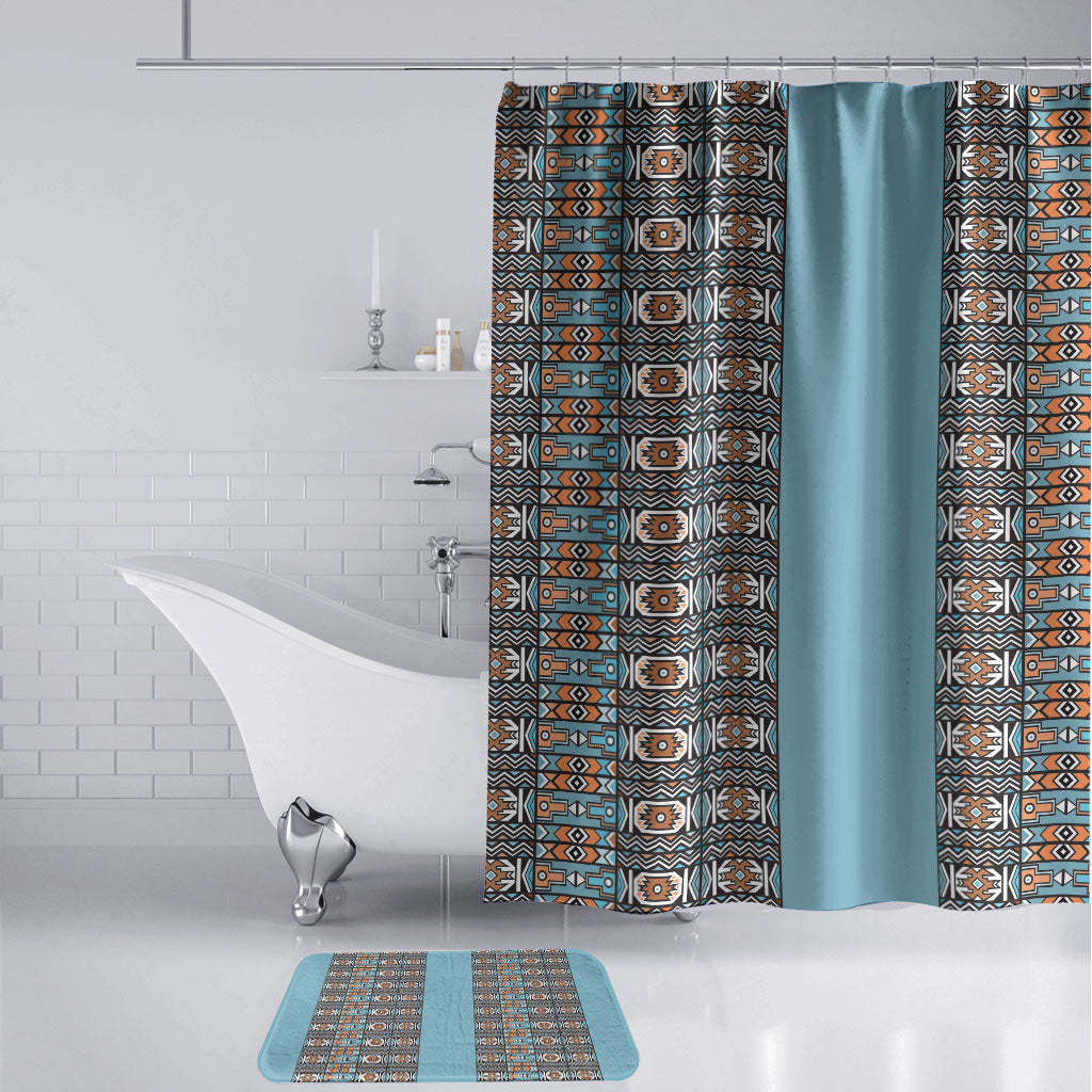 African Ndebele Traditional Attire Bathroom Set Blue Ndebele Stripe