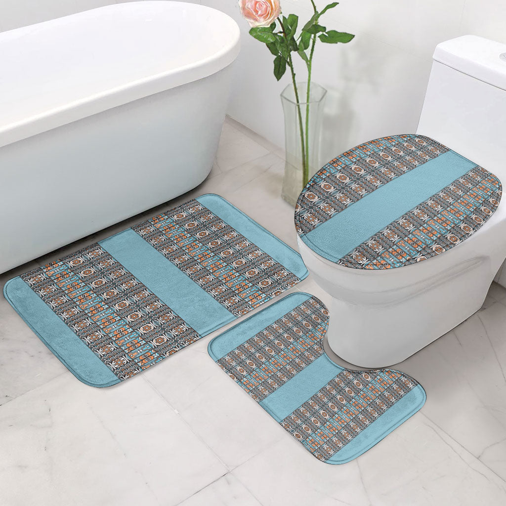 African Ndebele Traditional Attire Bathroom Set Blue Ndebele Stripe