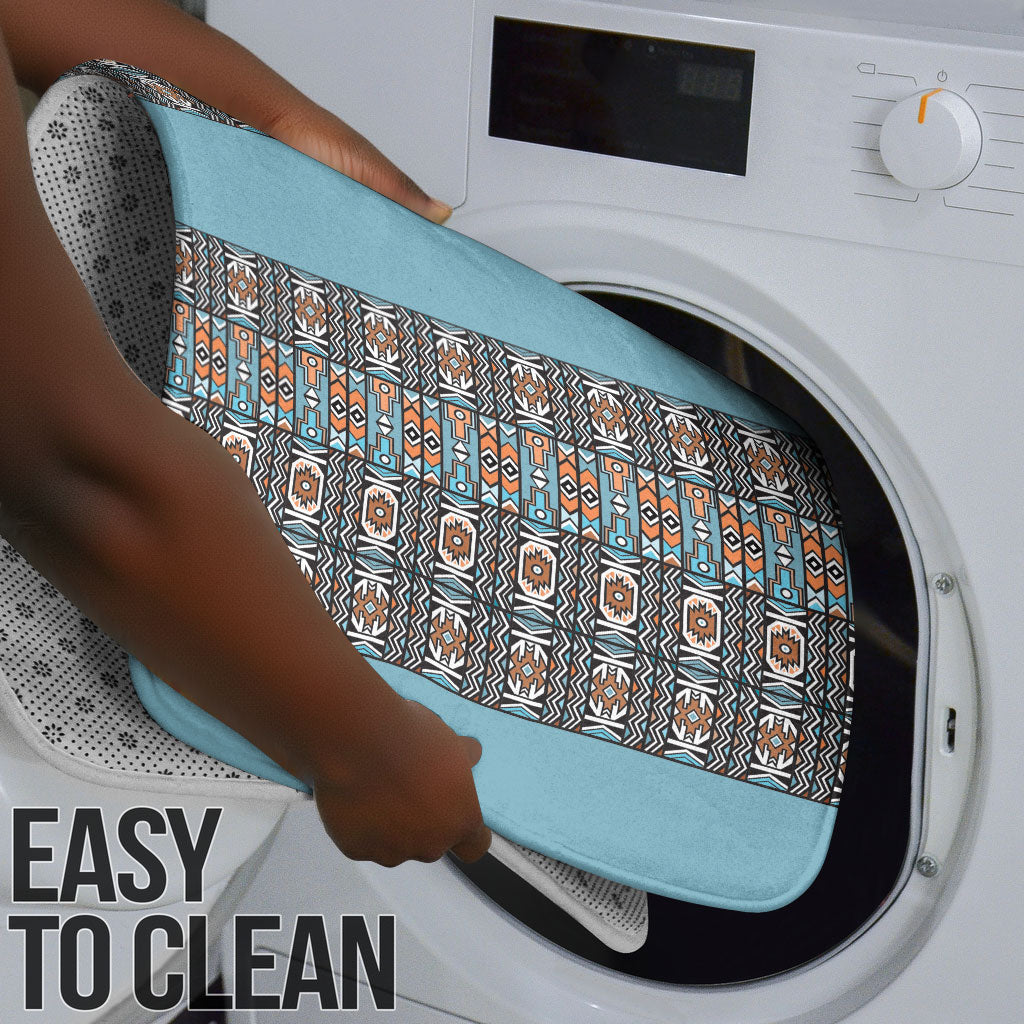 African Ndebele Traditional Attire Bathroom Set Blue Ndebele Stripe